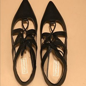 NWOT TopShop Black Flats, never worn